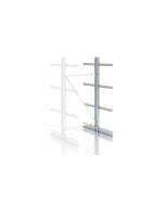 Kragarmregal Doppelregal, Anbaufeld, beidseitig nutzbar, H4000xB1000xT2x800 mm, 3 Lagerebenen, 1000 kg Tragkraft je Arm, verzinkt